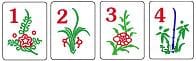 Las fichas de las flores de Mahjong 